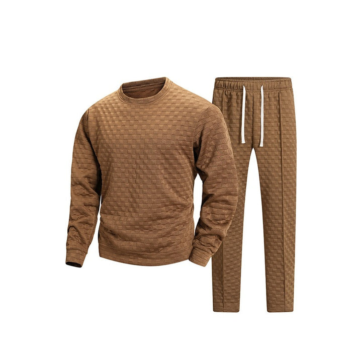 Herren Gestepptes Lounge-Set mit Strukturmuster, Rundhals-Sweatshirt & konischer Jogginghose Echoarchiv