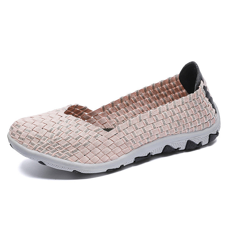 Damen nan gestrickter Slip-On Freizeitschuh mit geflochtenem Obermaterial und rutschfester Flexsohle Echo Archiv