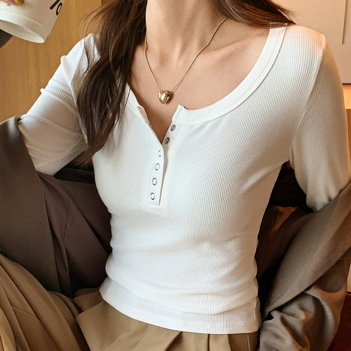 Damen Elegantes Langarmshirt mit Knopfleiste Echo Archiv