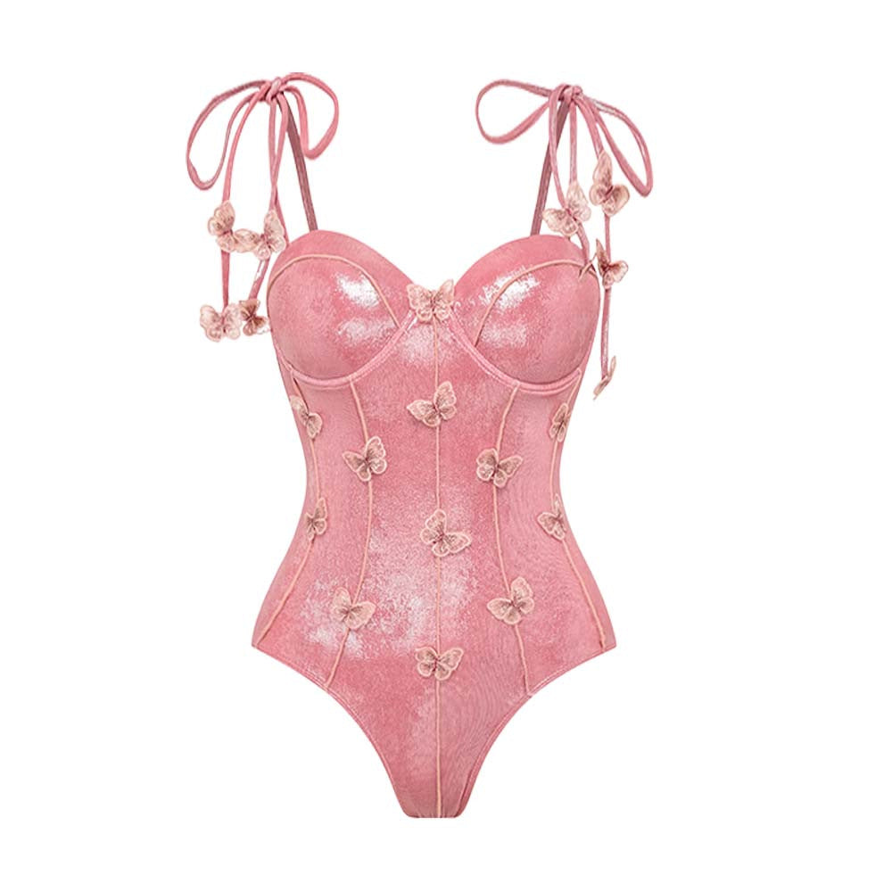 Damen Luxuriöser Schwimmanzug mit schulterfreien Rüschenträgern und passendem Maxirock Echo Archiv