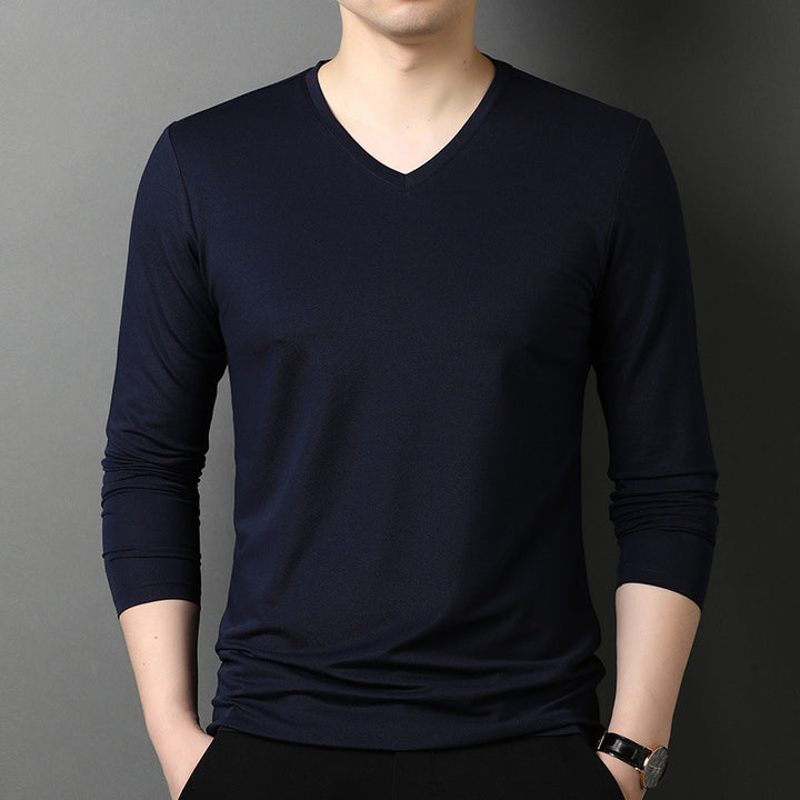Herren V-Ausschnitt Langarmshirt aus atmungsaktiver Baumwolle Echoarchiv