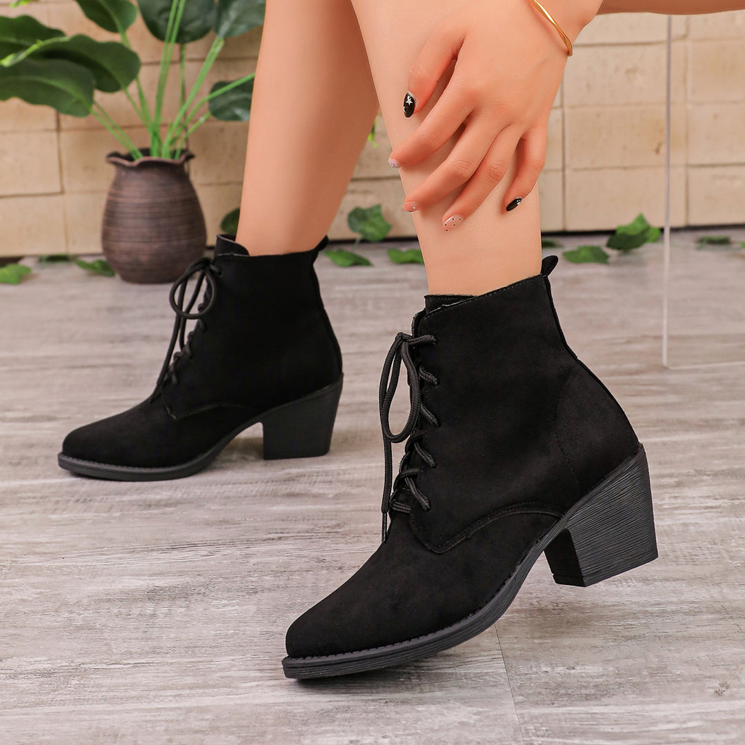 Damen Modische Wildleder Stiefeletten mit Blockabsatz Echo Archiv