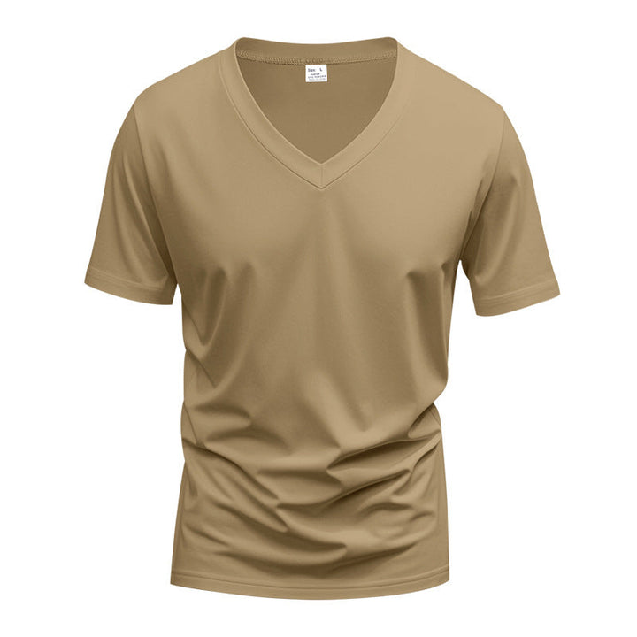 Herren V-Ausschnitt T-Shirt aus atmungsaktivem Baumwollmix mit modernem Schnitt Echoarchiv