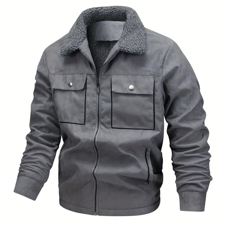 Herren nan gefütterte Pilotjacke mit Teddyfell-Innenfutter, Brustklappen und durchgehendem Reißverschluss Echo Archiv