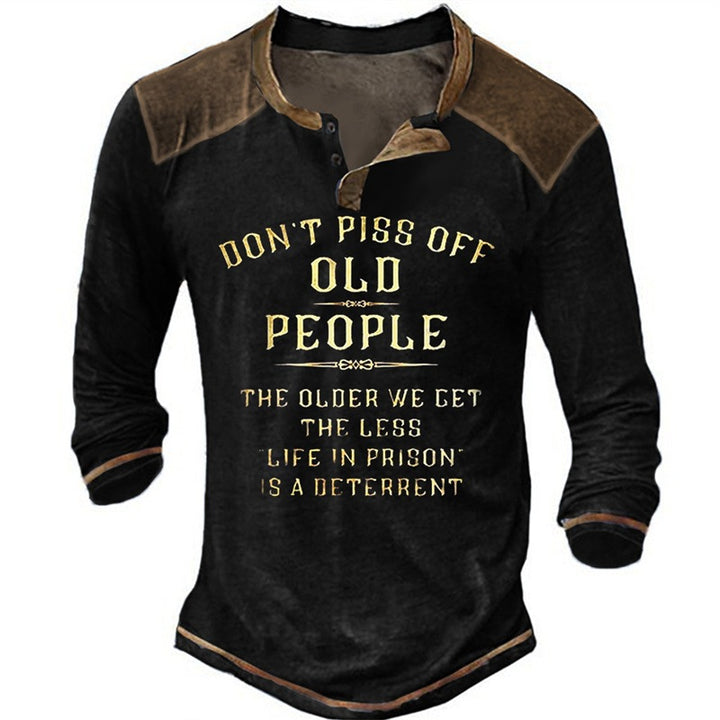 Herren lässiges Langarmshirt mit originellem Druck Echoarchiv