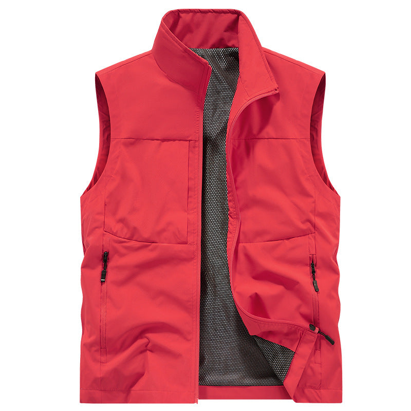 Herren Leichte Softshell-Outdoorweste mit Mesh‑Futter, Reißverschlusstaschen und Stehkragen – Marzano