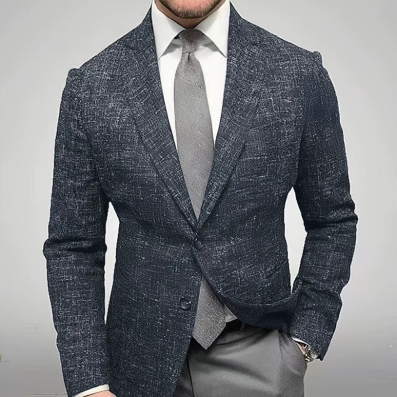 Herren eleganter, strukturierter Blazer mit feinem Gewebe Echoarchiv