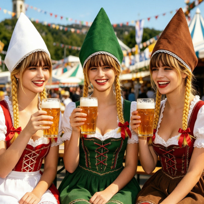 Damen nan traditionelle Trachtenhaube aus Baumwollvelours mit feinem Spitzenrand für Dirndl Echo Archiv