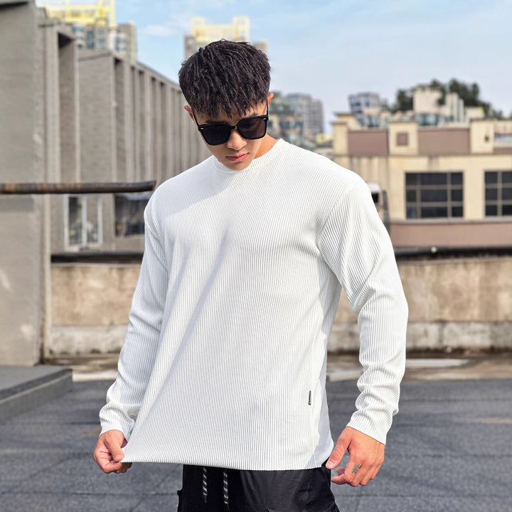 Herren Langarmshirt aus hochwertigem Rippmaterial mit lässigem Schnitt Echoarchiv