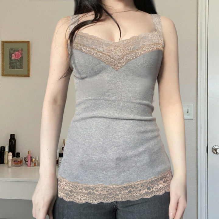 Damen Spaghettiträger-Shirt mit Spitzenverzierungen Echo Archiv