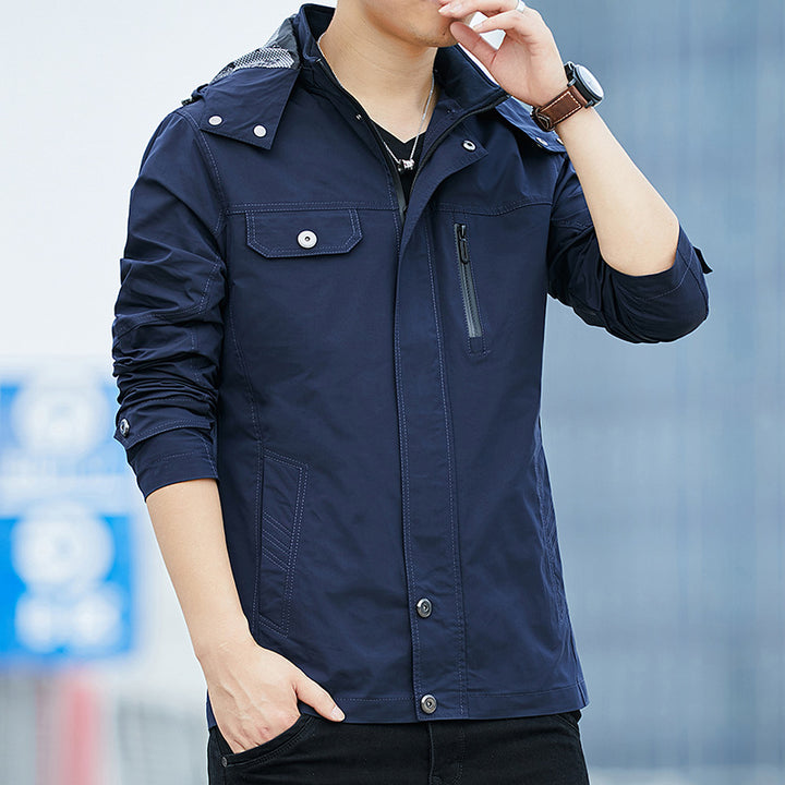 Herren Leichter Kapuzen-Fieldblouson im Casual-Utility-Stil Echoarchiv