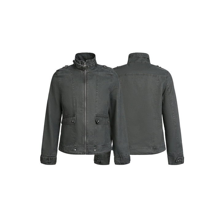 Herren Kurzjacke im Fieldstil mit hohem Schnallenkragen, Schulterklappen und Pattentaschen Echoarchiv