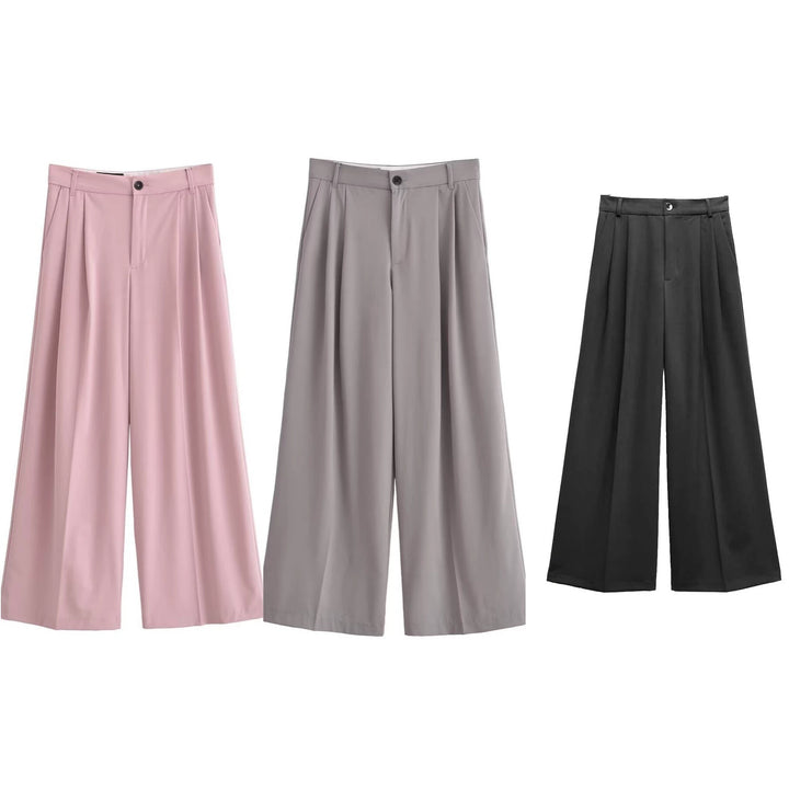 Damen Elegante High‑Waist Palazzo‑Hose mit Bundfalten und Bügelfalte Echo Archiv