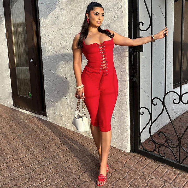 Damen Figurbetontes Midikleid mit Schnürung Echo Archiv