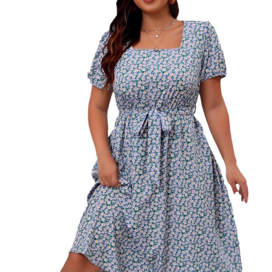 Damen Midi Kleid mit floralem Allover-Print und Puffärmeln Echo Archiv
