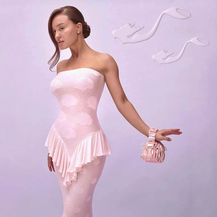 Damen Elegantes Bandeau Maxikleid mit Fransen Echo Archiv