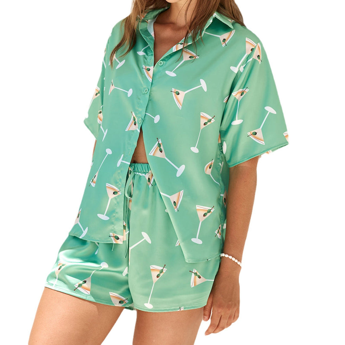 Damen Schlafanzug mit trendy Cocktail-Motiv – Élanora