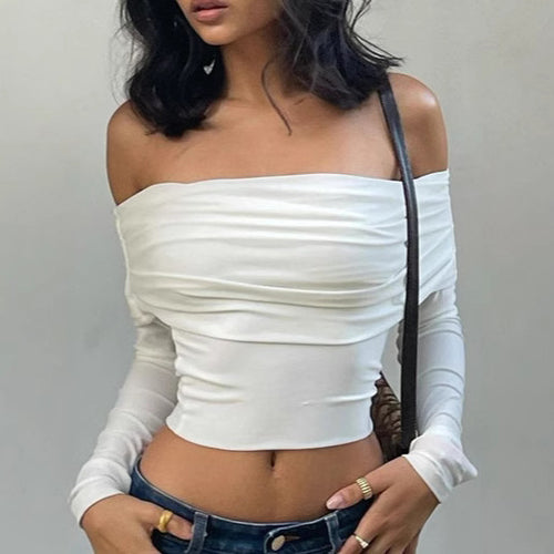 Damen Off-Shoulder Oberteil mit gerafften Details Echo Archiv