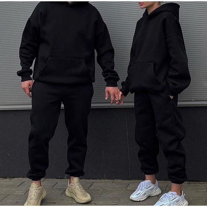 Unisex Oversize-Kapuzenpullover mit Kängurutasche und weiter Jogginghose aus French Terry Echo Archiv