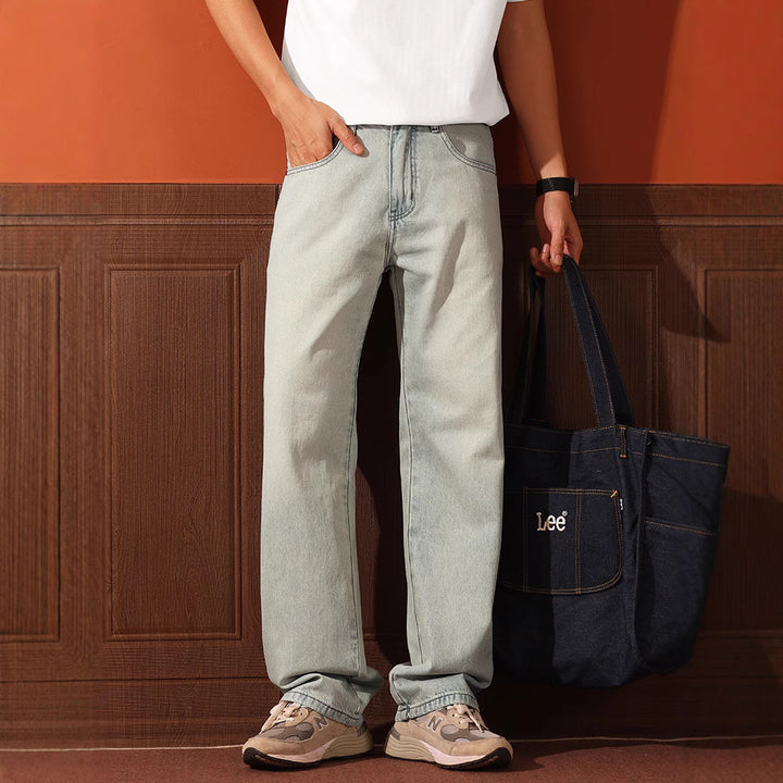 Herren lässige Denim-Hose mit weitem Bein und trendiger Waschung Echoarchiv