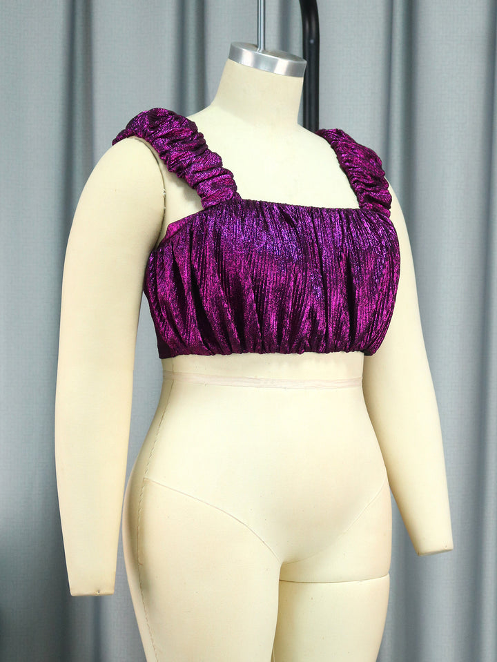 Damen Glamouröses Crop-Top mit plissierten Ärmeln Echo Archiv