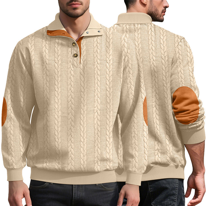 Herren hochwertiger Strickpullover mit modernen Kontrastdetails Echoarchiv