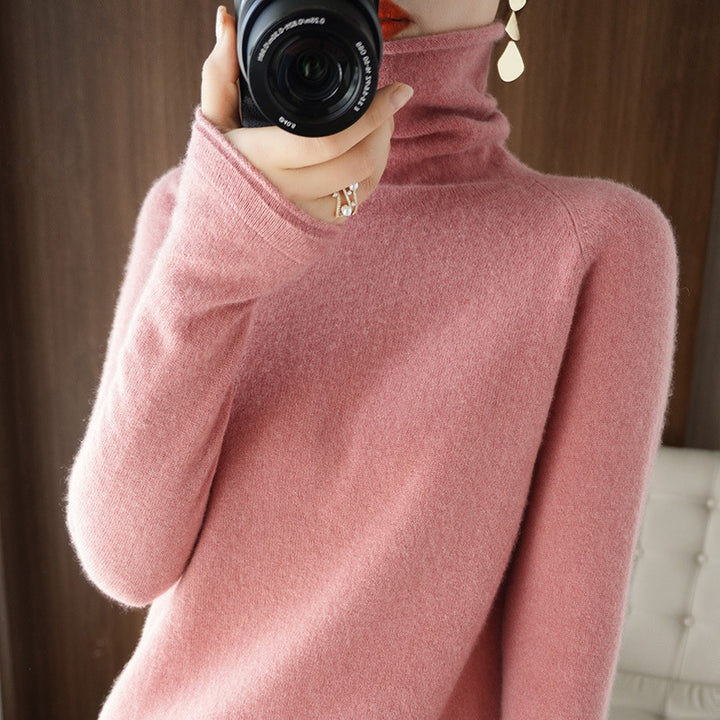 Damen Weicher Rollkragenpullover aus Kaschmir‑Look mit Daumenloch und figurbetonter Silhouette Echoarchiv
