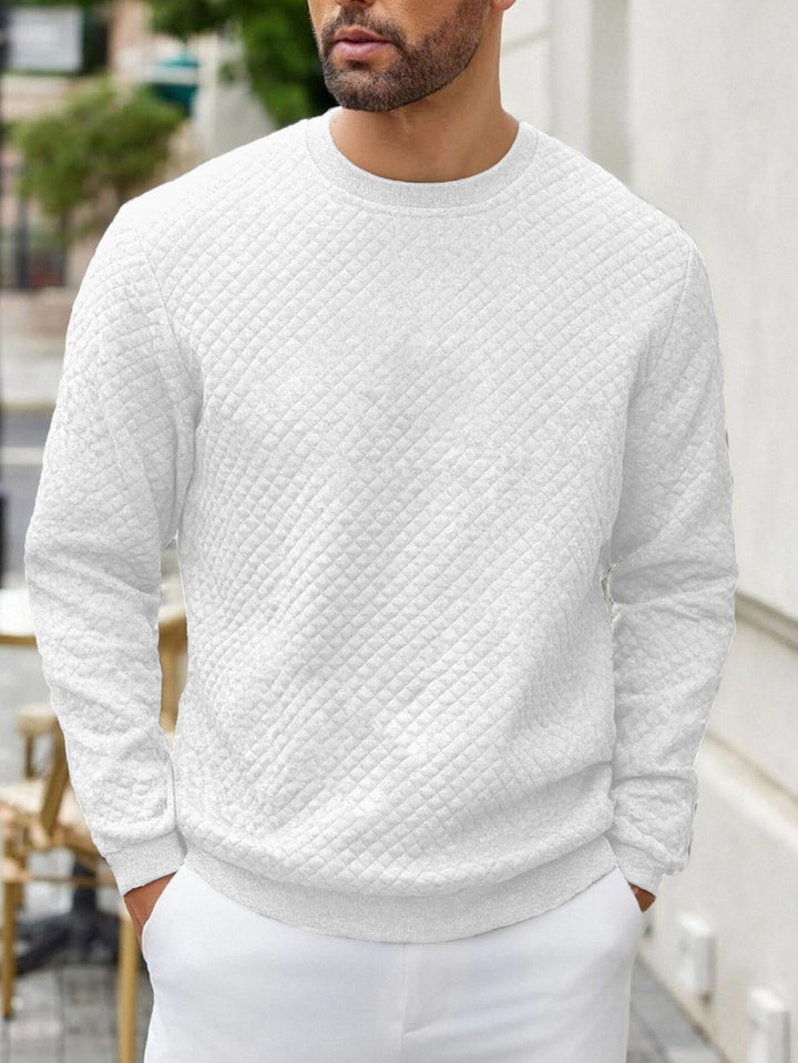 Herren gesteppter Sweatpullover mit Rautensteppung, geripptem Kragen und komfortablem Regular Fit – Marzano