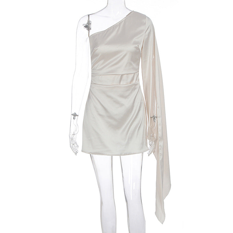 Damen Einseitig Schulterfreies Minikleid mit schickem Satin-Finish Echo Archiv