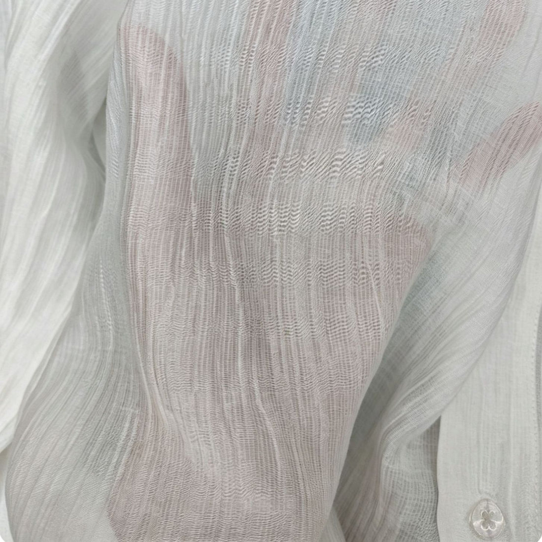 Damen Transparente Hemdbluse in Leinenoptik mit Kentkragen Echoarchiv