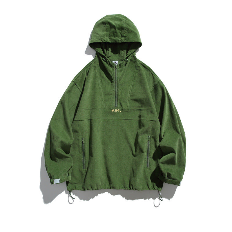 Unisex Oversize Kapuzen-Anorak mit Halbzip, Tunnelzug und Reißverschlusstaschen Echoarchiv