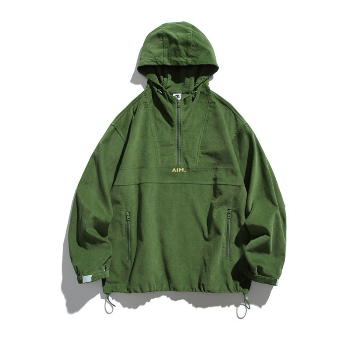 Unisex Oversize Kapuzen-Anorak mit Halbzip, Tunnelzug und Reißverschlusstaschen Echoarchiv