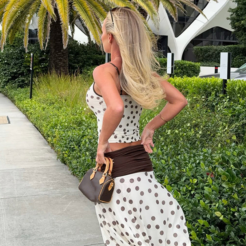 Damen Verspieltes Polka Dot Kleid mit Rüschenelementen und elastischem Taillenband Echo Archiv