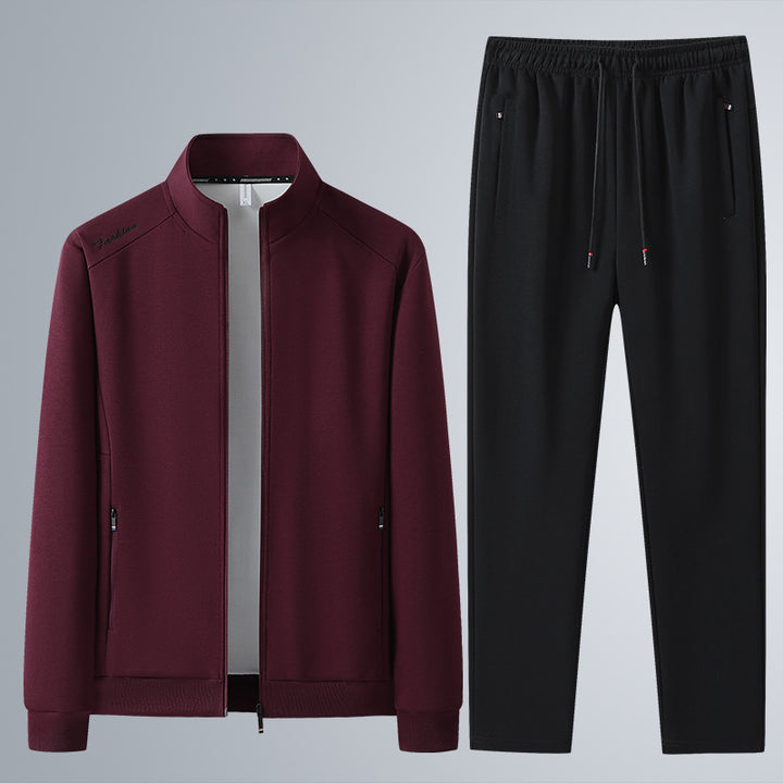 Herren Zweiteiliges Sport-Lounge-Set mit Stehkragen, verdecktem Reißverschluss & Kordelbund Echoarchiv