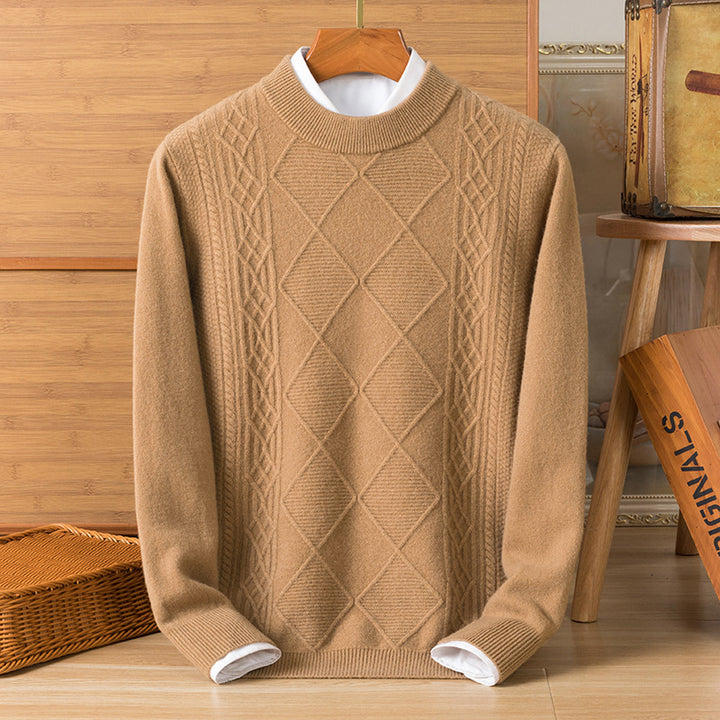 Herren hochwertiger Strickpullover mit diamantartigem Muster Echoarchiv