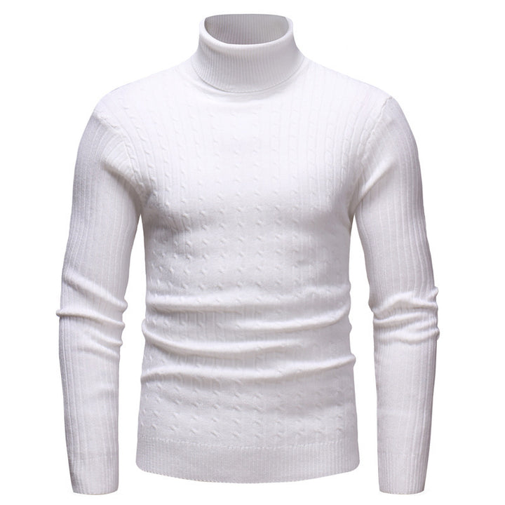 Herren Hochwertiger Rollkragenpullover mit strukturiertem Zopfmuster Echoarchiv