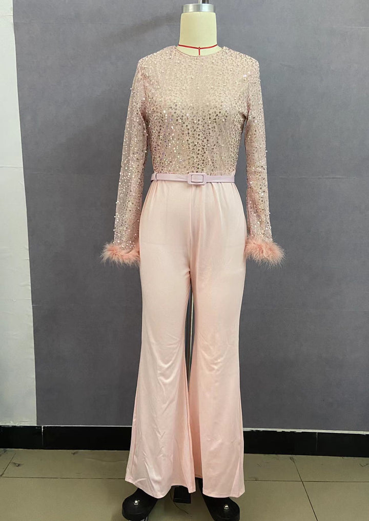 Damen Glitzerndes Oberteil mit langen Ärmeln und eleganter Hose Echo Archiv