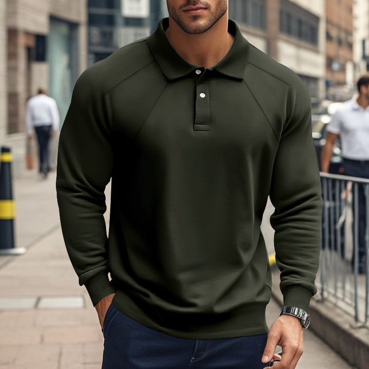 Herren Sportliches Langarmpoloshirt mit modernem Strukturdesign und bequemen Bündchen Echoarchiv