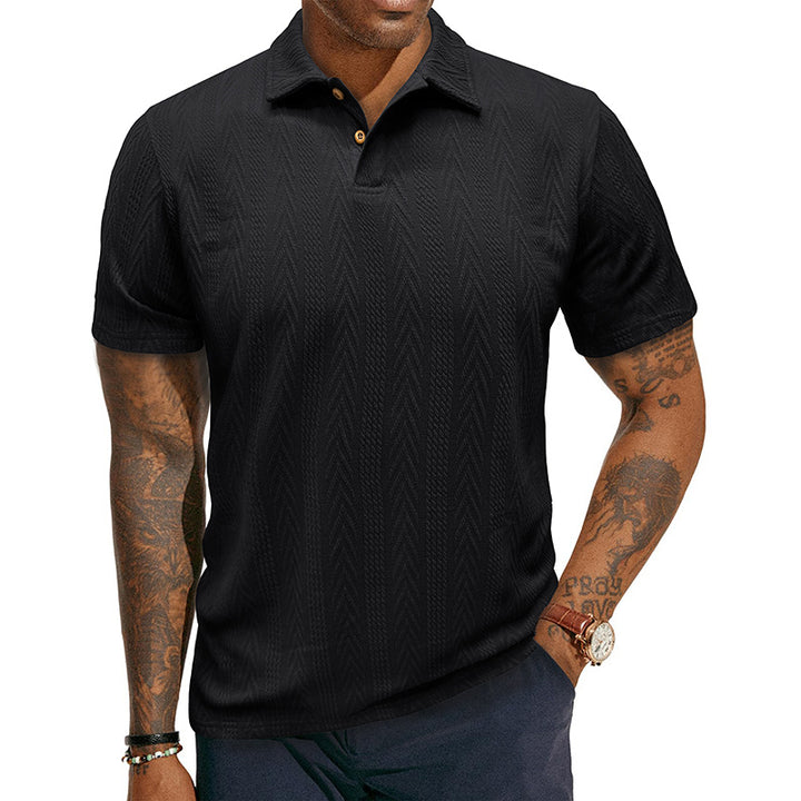 Herren Poloshirt mit strukturiertem Jacquard-Muster und modischem Kragen Echoarchiv