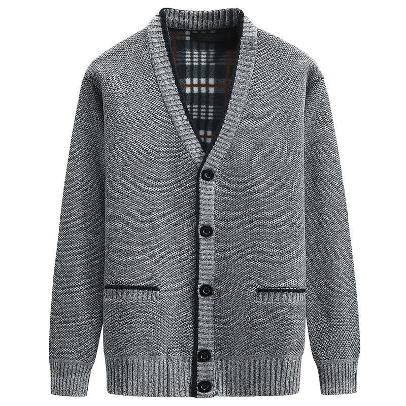 Herren Strickjacke mit kariertem Innenfutter und praktischen Taschen Echoarchiv