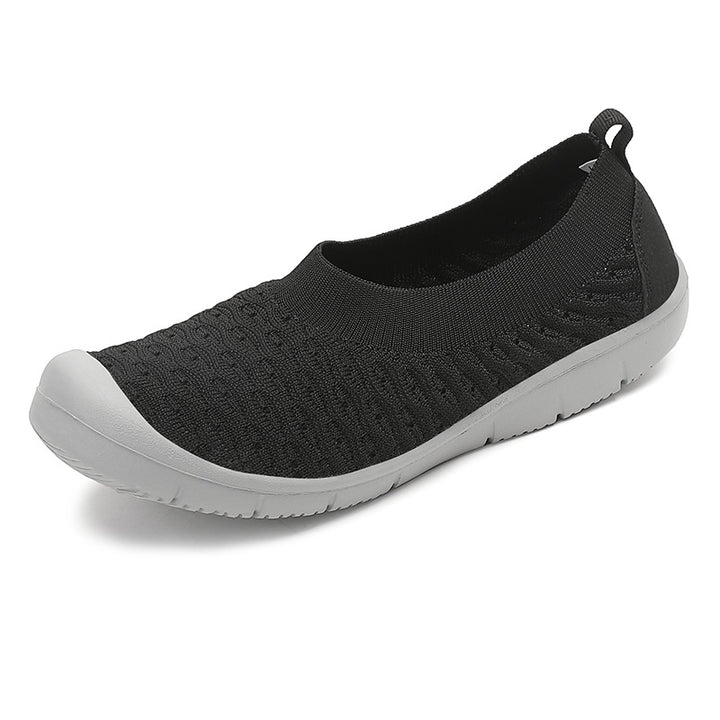 Damen nan atmungsaktiver Strick-Ballerina-Slipper mit verstärkter Zehenkappe elastischem Einstieg und flexibler Profilsohle Echo Archiv