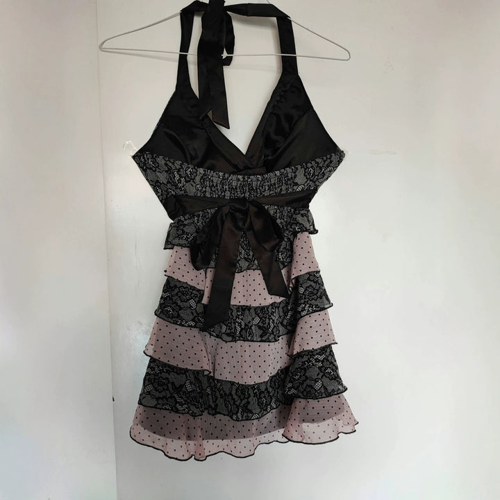 Damen Rüschen Kleid mit Spitzenoberteil Echo Archiv