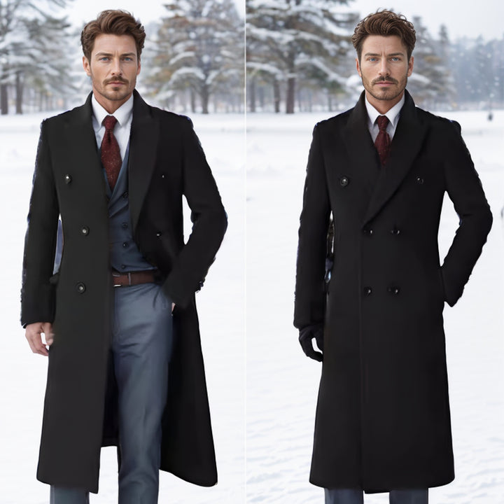 Herren eleganter Doppeltbreasted-Mantel aus hochwertigem Material Echoarchiv