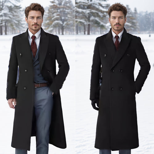 Herren eleganter Doppeltbreasted-Mantel aus hochwertigem Material Echoarchiv