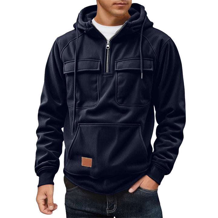 Herren Fleecepullover mit angezipptem Kragen und praktischen Taschen Echoarchiv