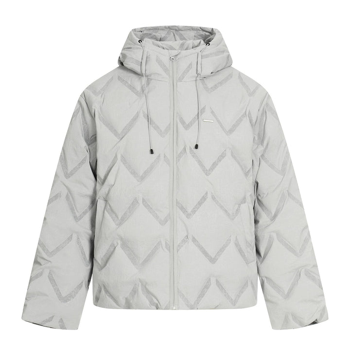 Damen Kurz geschnittene wattierte Kapuzenjacke mit reflektierender Chevron-Steppung Echoarchiv