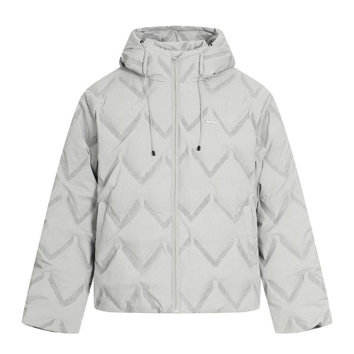 Damen Kurz geschnittene wattierte Kapuzenjacke mit reflektierender Chevron-Steppung Echoarchiv