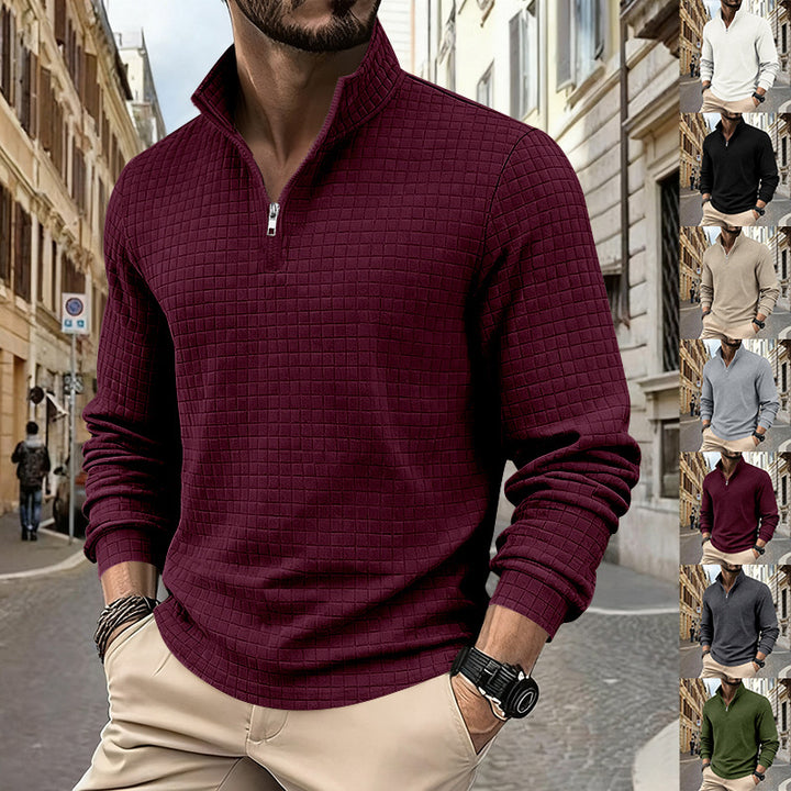 Herren Sweatshirt mit halbem Reißverschluss und strukturiertem Design Echoarchiv