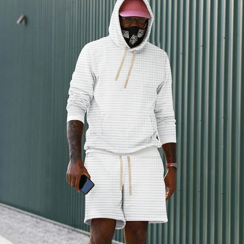 Herren lässiger Kapuzenpullover und Shorts Set aus atmungsaktivem Material Echoarchiv