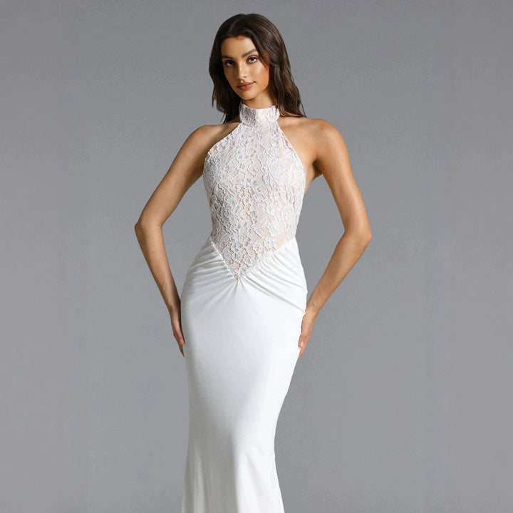 Damen Elegantes Bodenkonturen-Abendkleid mit Spitzenoberteil Echo Archiv